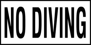 Inlays Sm Inlays No Diving Words (4" Letters)-1 Tile Depth Marker-Ceramic Black/White Smooth 6" X 12" Pool Marker No Div