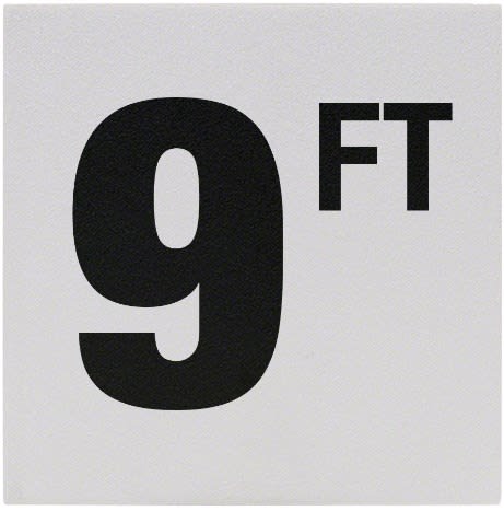 9' Sr Inlays 9 w/' Depth Marker-Ceramic Black/White Skid Resistant 6" Depth Marker 9 ' Skid Resistant 6" X 6" Ceramic  | C620090