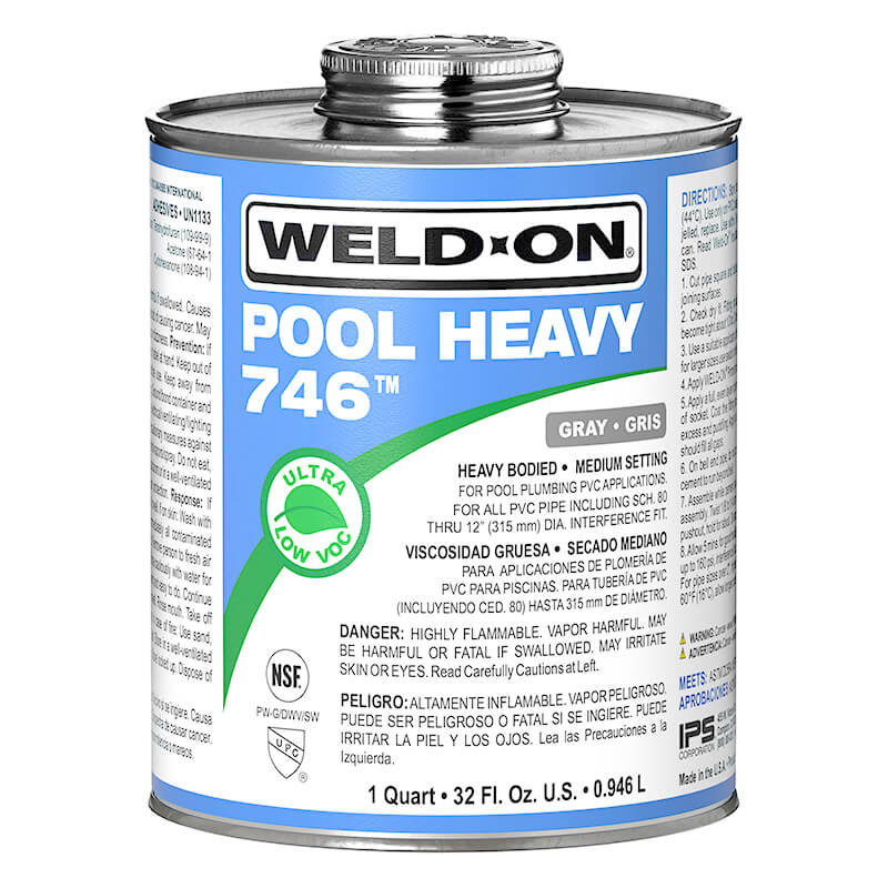 IPS PVC Cement, 1 pt Can Gray Heavy Syrupy Liquid Low VOC Heavy 746™ Pool Series