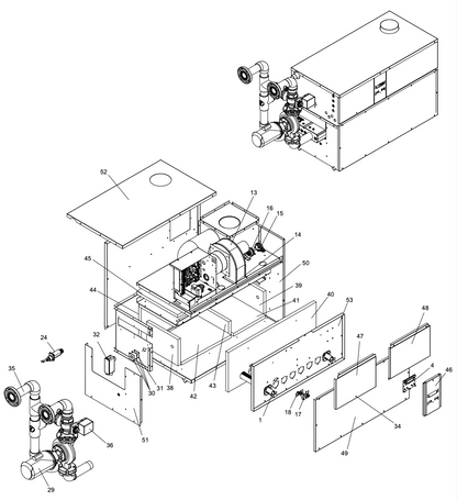 Zodiac CXi Asme Commercial Heater Liquid Propane 750K BTU with Cal Code CXI750PNCAL parts diagram