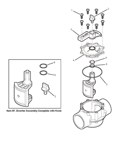 Jandy 1 1/2"-2" Neverlube Positive Seal Standard 2-Port Diverter Valve 4724 parts diagram
