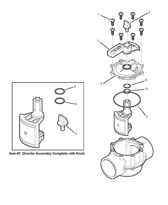 Jandy 1 1/2"-2" Neverlube Positive Seal Standard 2-Port Diverter Valve 4724 parts diagram