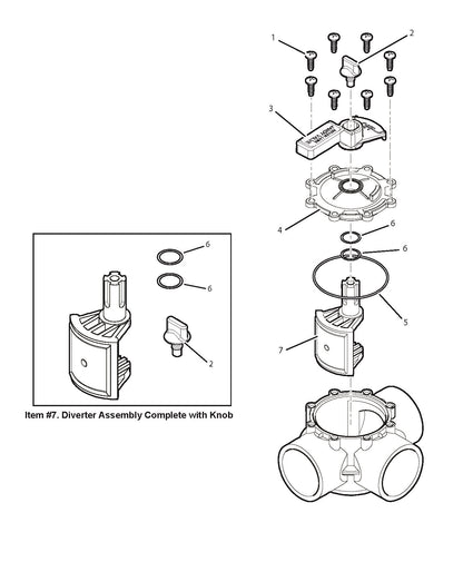 Jandy 1 1/2"-2" Neverlube Positive Seal 3-Port Diverter Valve 4715 parts diagram