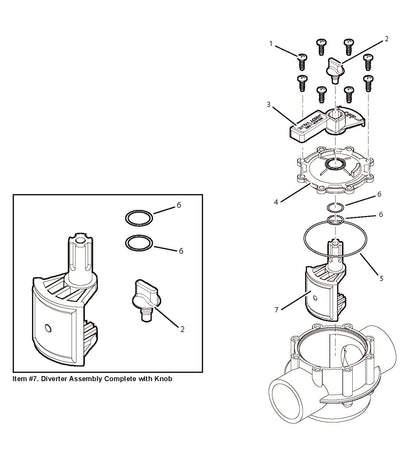 Jandy 2"-2 1/2" Neverlube Positive Seal 2-Port Diverter Valve 4716 parts diagram