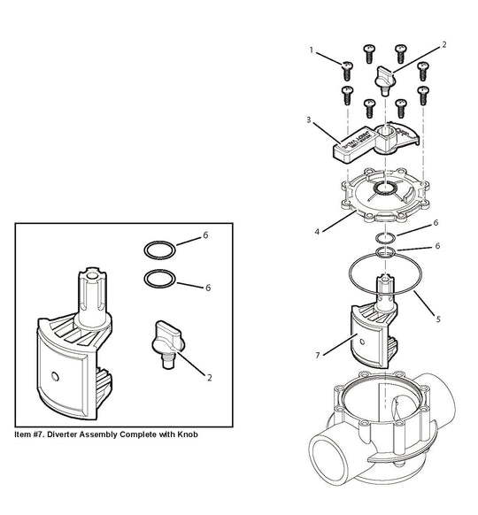Jandy 2"-2 1/2" Neverlube Positive Seal 2-Port Diverter Valve 4716 parts diagram
