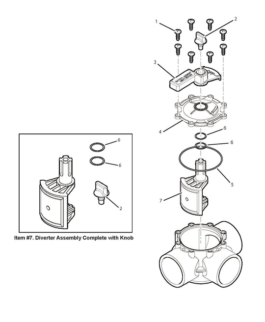 Jandy 2"-2 1/2" Neverlube Positive Seal 3-Port Diverter Valve 4717 parts diagram
