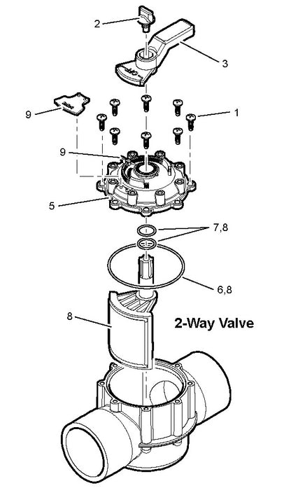 Jandy 4/CS 2.5" - 3" 2Port CPVC Neverlube Valve 4718 parts diagram