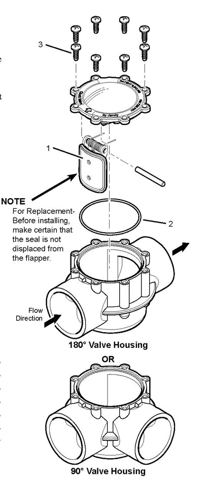 Jandy 2 1/2"-3" 180 Degree Check Valve 7307 parts diagram