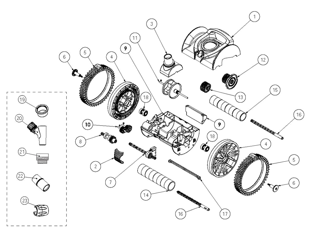 Pentair Rebel Suction Side Cleaner for In Ground Swimming Pools 360473 parts diagram