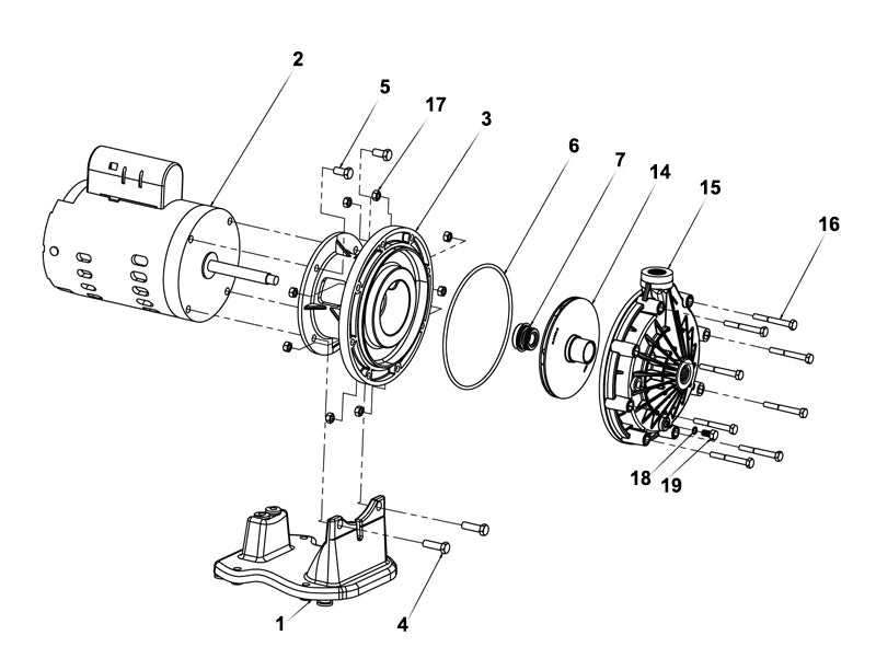 Pentair Booster Pump 3/4 HP LA01N parts diagram