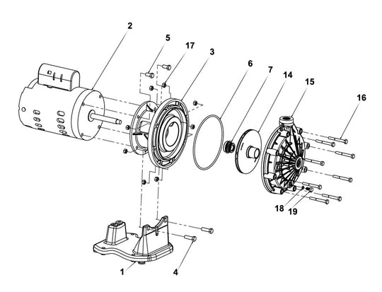 Pentair Booster Pump 3/4 HP LA01N parts diagram
