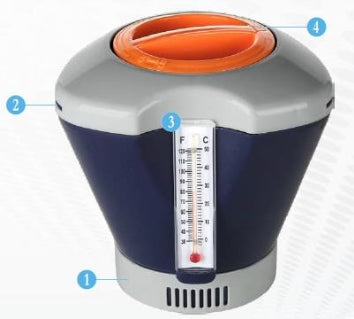 PoolStyle CPA Floating Plastic Chlorine Pool Dispenser with Built-In Thermometer - 017210