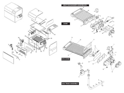 Lochinvar EnergyRite Natural Gas Pool and Spa Heater 400K BTU 100143241 parts diagram