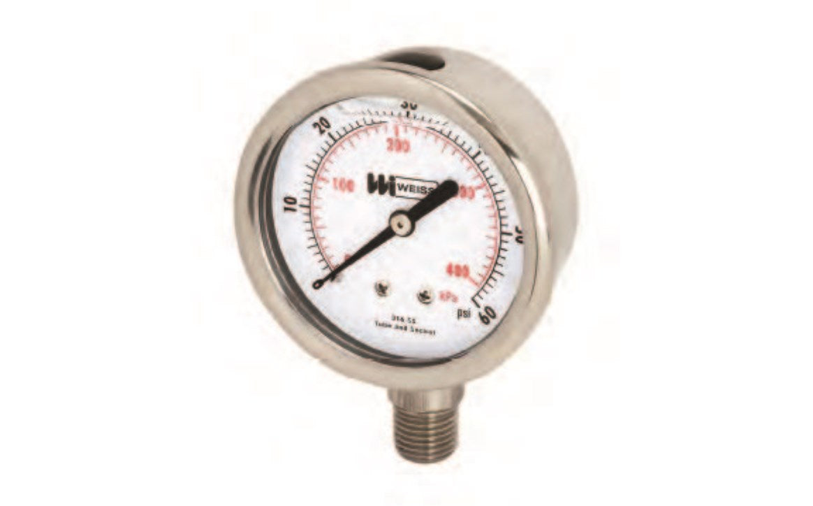 Weiss Instruments .25" Bottom Compound Gauge 2.5" 30"-0-60PSI - LF252-V60-4L