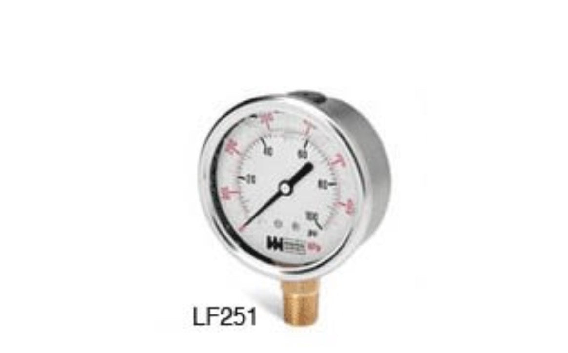Weiss Instruments Bottom Mount Steel Vacuum Gauge 2.5" 0-30"HG .25" - LF251-VAC-4L