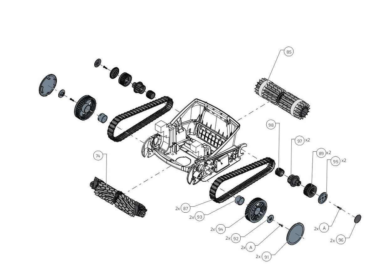 Maytronics Dolphin Explorer E70 Robotic Pool Cleaner 99996712-XP parts diagram