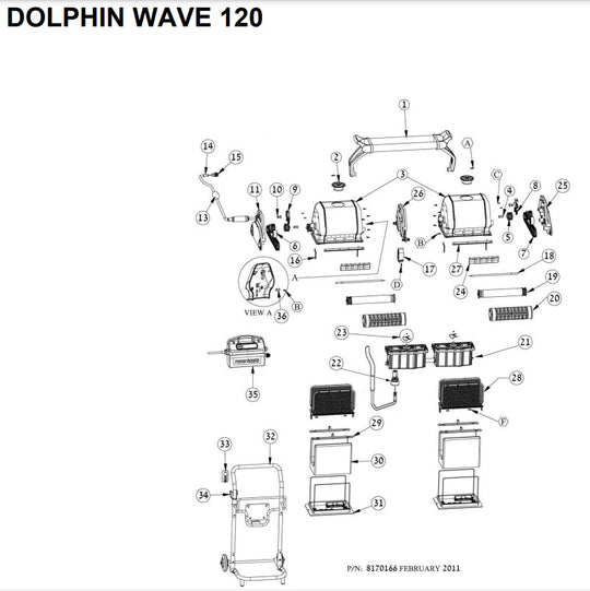 Maytronics Dolphin Wave 60 Robotic Pool Cleaner 24 VDC 99991060-US parts diagram
