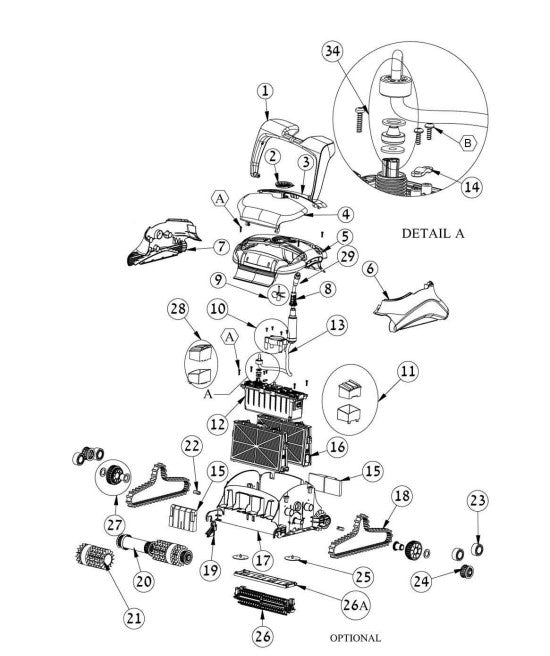 Maytronics Dolphin Wave 80 Robotic Pool Cleaner 24 VDC 99991080-US parts diagram
