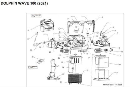 Maytronics Dolphin Wave 100 Robotic Pool Cleaner 9999096X-USW parts diagram