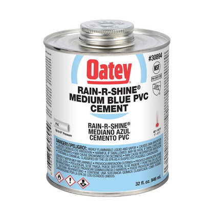Oatey PVC Cement Rain-R-Shine Blue Quart | Oty30894