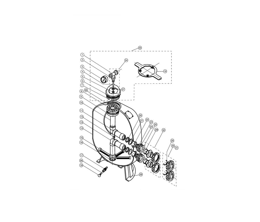 Pentair 30" Triton II Side Mount Filter EC-140210 parts diagram