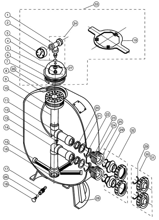 Pentair 24" Triton II Side Mount Filter EC-140264 parts diagram