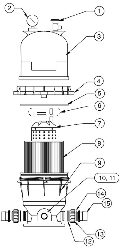 Pentair 200 SqFt Clean & Clear Cartridge Filter EC-160318 parts diagram