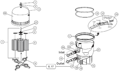 Pentair 320 SqFt Clean & Clear Plus Cartridge Filter EC-160340 parts diagram