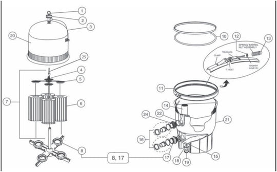 Pentair 320 Sq Ft Clean & Clear Plus Cartridge Filter 160340 parts diagram