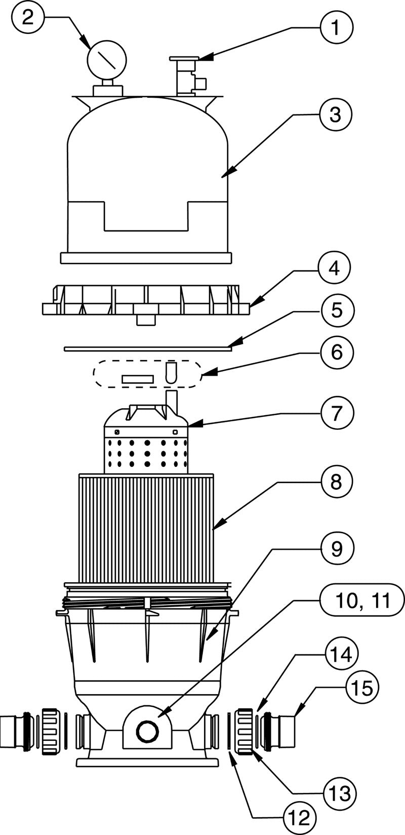 Pentair 100 SqFt Clean and Clear Cartridge Filter 160316 parts diagram