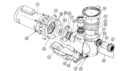 Pentair SuperFlo 1 Speed High Performance Pump .69HHP 1.1THP 348190 parts diagram