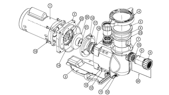 Pentair SuperFlo 1 Speed High Performance Pump .69HHP 1.1THP 348190 parts diagram