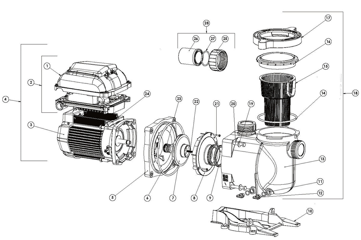 Pentair SuperFlo VST Variable Speed Pump 1.5HP/2.2THP 342002 parts diagram