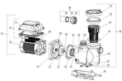 Pentair SuperFlo VST Variable Speed Pump 1.5HP/2.2THP 342002 parts diagram