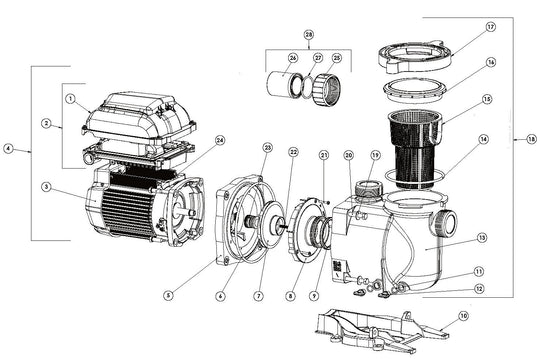 Pentair SuperFlo VST Variable Speed Pump 1.5HP/2.2THP 342002 parts diagram