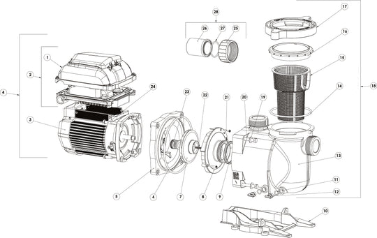 Pentair Superflo VS Variable Speed Pump 1 1/2 HP EC-342001 parts diagram