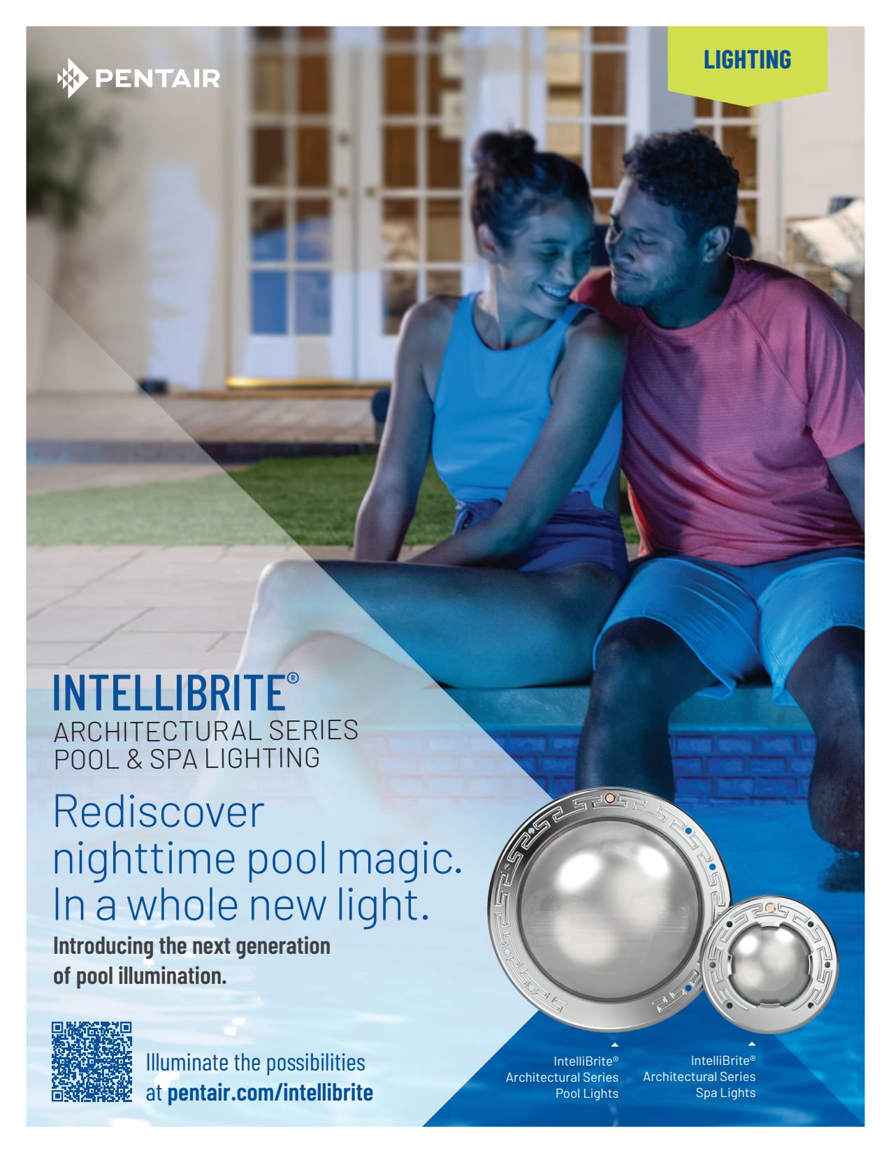 Pentair IntelliBrite Architectural Series White Spa Light, 18 W(100 W Equiv), 120 V, 150' Cord | 602196