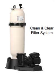 Pentair Clean And Clear Filter Systems, 75 sq. ft, 15-1/2" Diam, 75 GPM, 54,000 gallons, 1.0 Hp, 3.ft Cord, Above Ground Catridge Pool Systems | PNCC0075OE1162