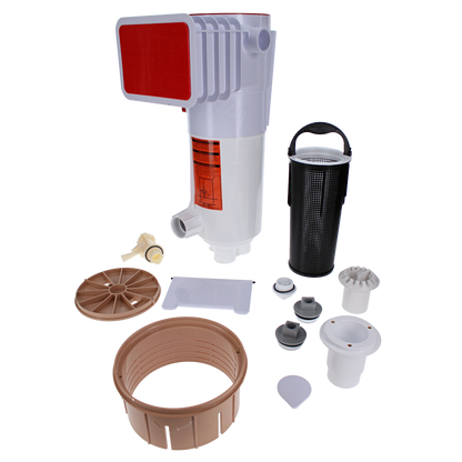 Paramount ParaskimV Venturi Skimmer with Deck Ring, Lid & Return Guard Assembly, White Throat, Beige, Concrete Pools | 004702100107