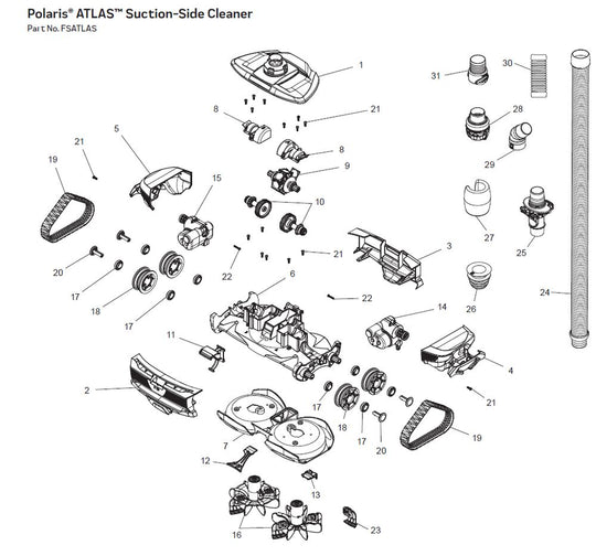 Zodiac Atlas Suction Cleaner FSATLAS parts diagram