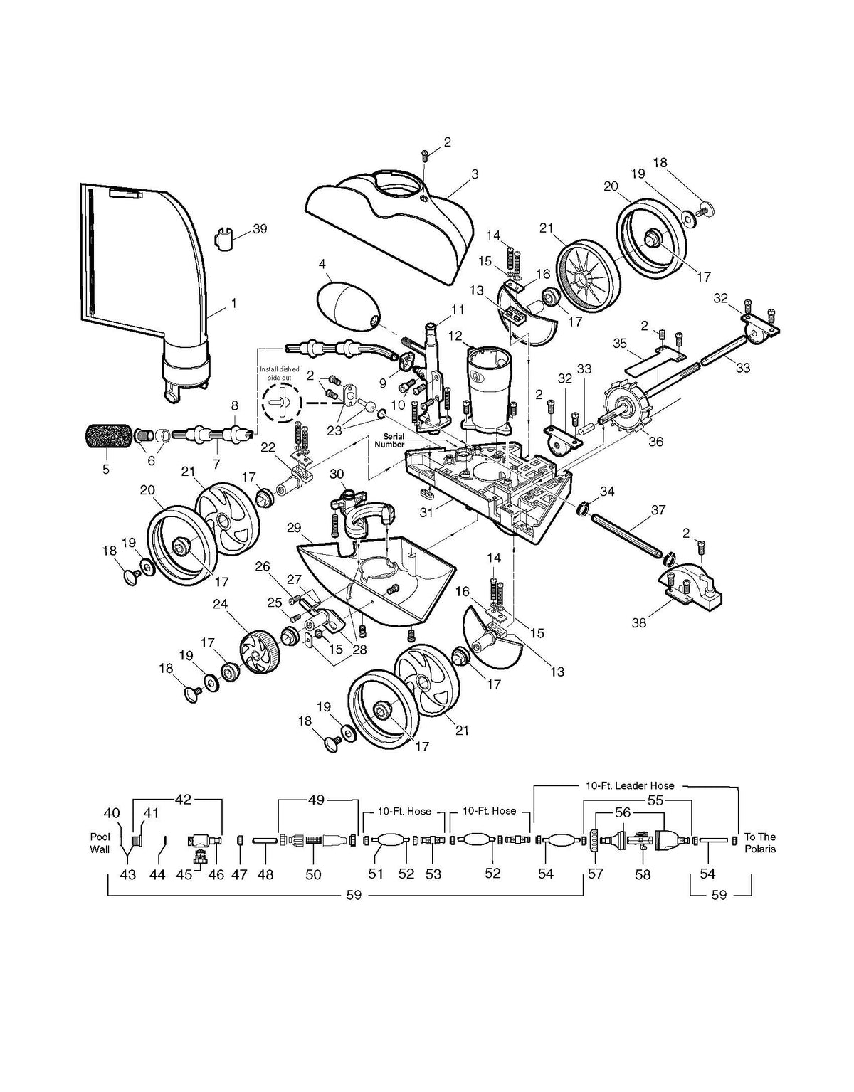 Polaris Vac-Sweep 280 Black Max In Ground Pressure Side Pool Cleaner, Black F5B parts diagram