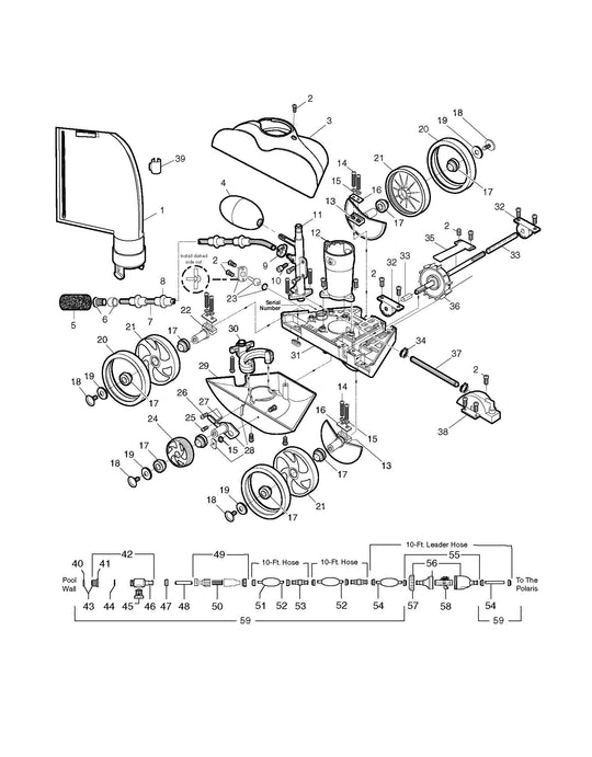 Polaris Vac-Sweep 280 Black Max In Ground Pressure Side Pool Cleaner, Black F5B parts diagram