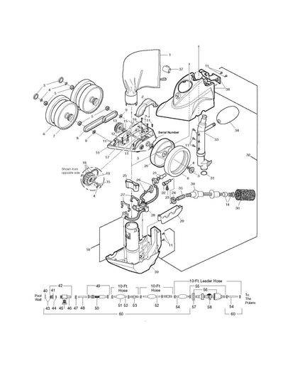Polaris Vac-Sweep 380  In Ground Pressure Side Pool Cleaner, White F3 parts diagram
