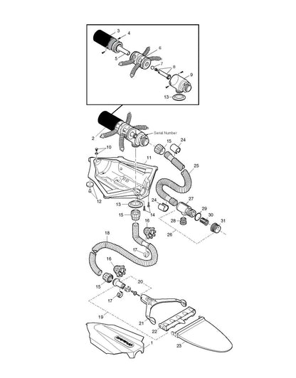 Polaris Vac-Sweep 65 Above Ground Pressure Side Pool Cleaner with 24' Hose 6-130-00 parts diagram