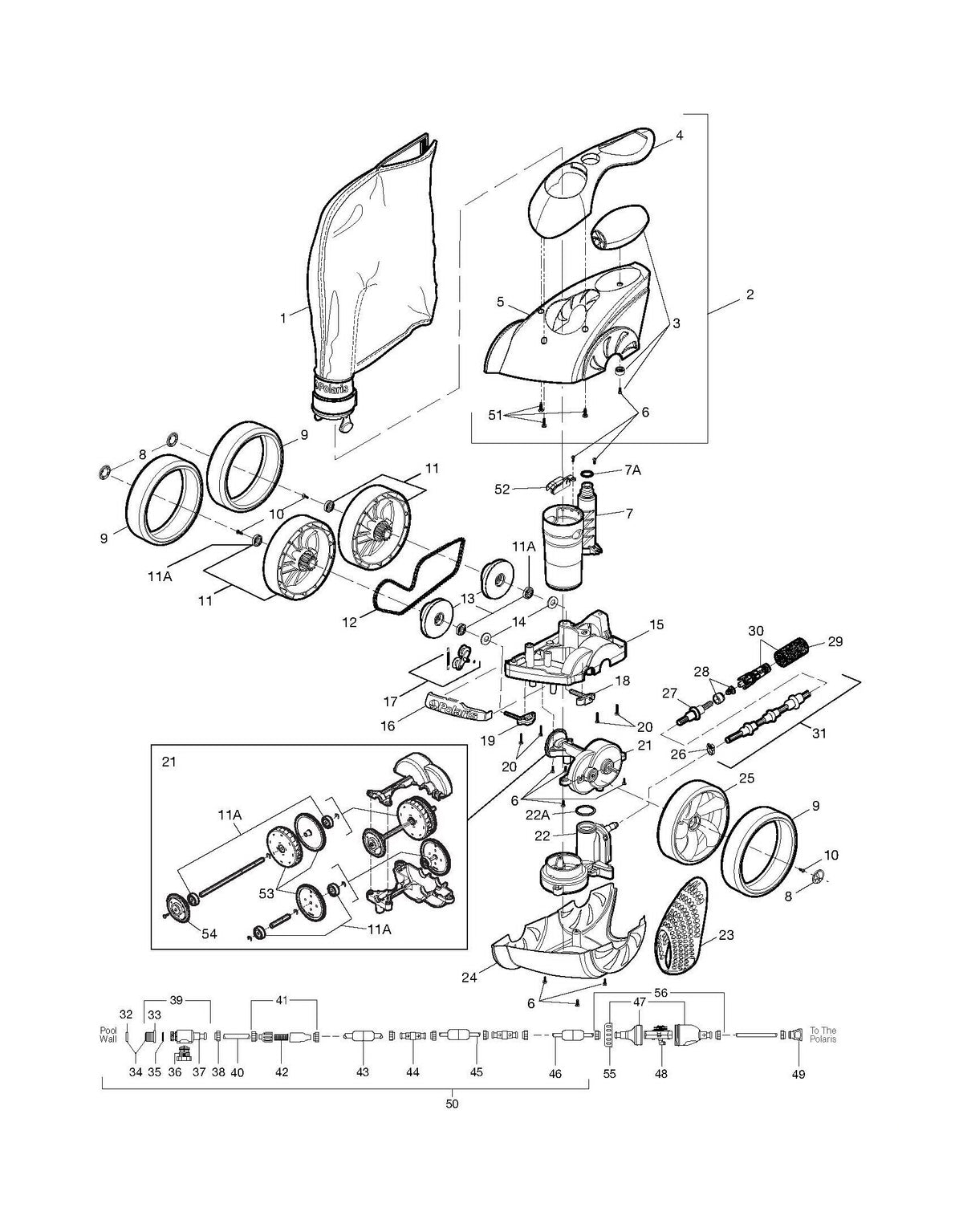 Polaris Vac-Sweep 3900 Sport  In Ground Pressure Side Pool Cleaner, Blue/White F6 parts diagram