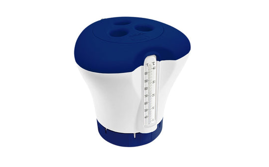 POOLSTYLE DISPENSER W/THERMOMETER BLU/WHT FLOATING | PS2055