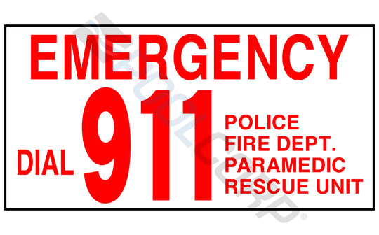 NATIONAL STOCK SIGN CO INC EMERGENCY DIAL 911 SIGN 12"x6" HORIZONTAL | PS231