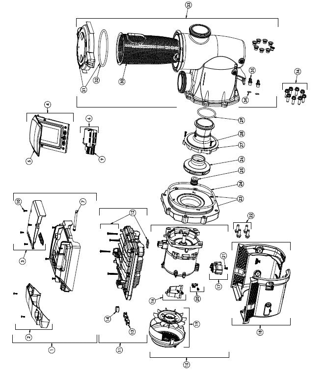Pentair IntelliFlo3 VSF Pump with Relay Board 3 HP 208-230V 011076 parts diagram