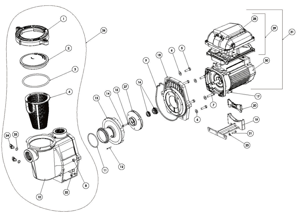 Pentair WhisperFlo VST Variable Speed Pump 011533 parts diagram