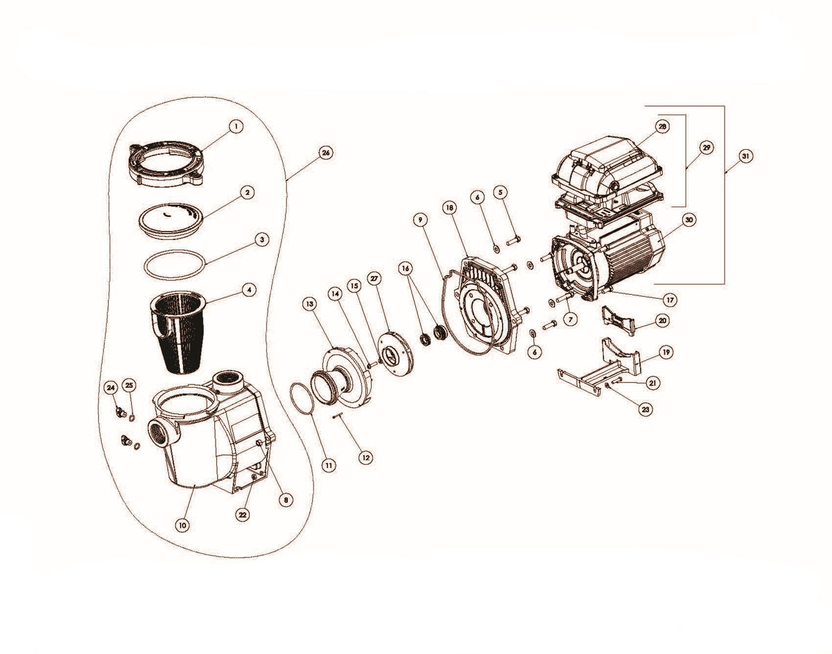 Pentair WhisperFlo Variable Speed 2.6HP Pool Pump EC-011533 parts diagram